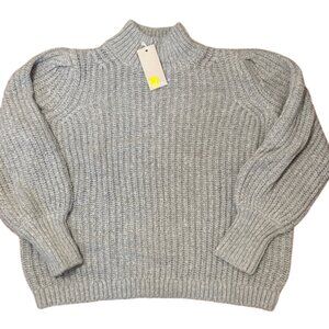 Boden Ribbed Fluffy High Neck Sweater Jumper Grey Mélange Size 6